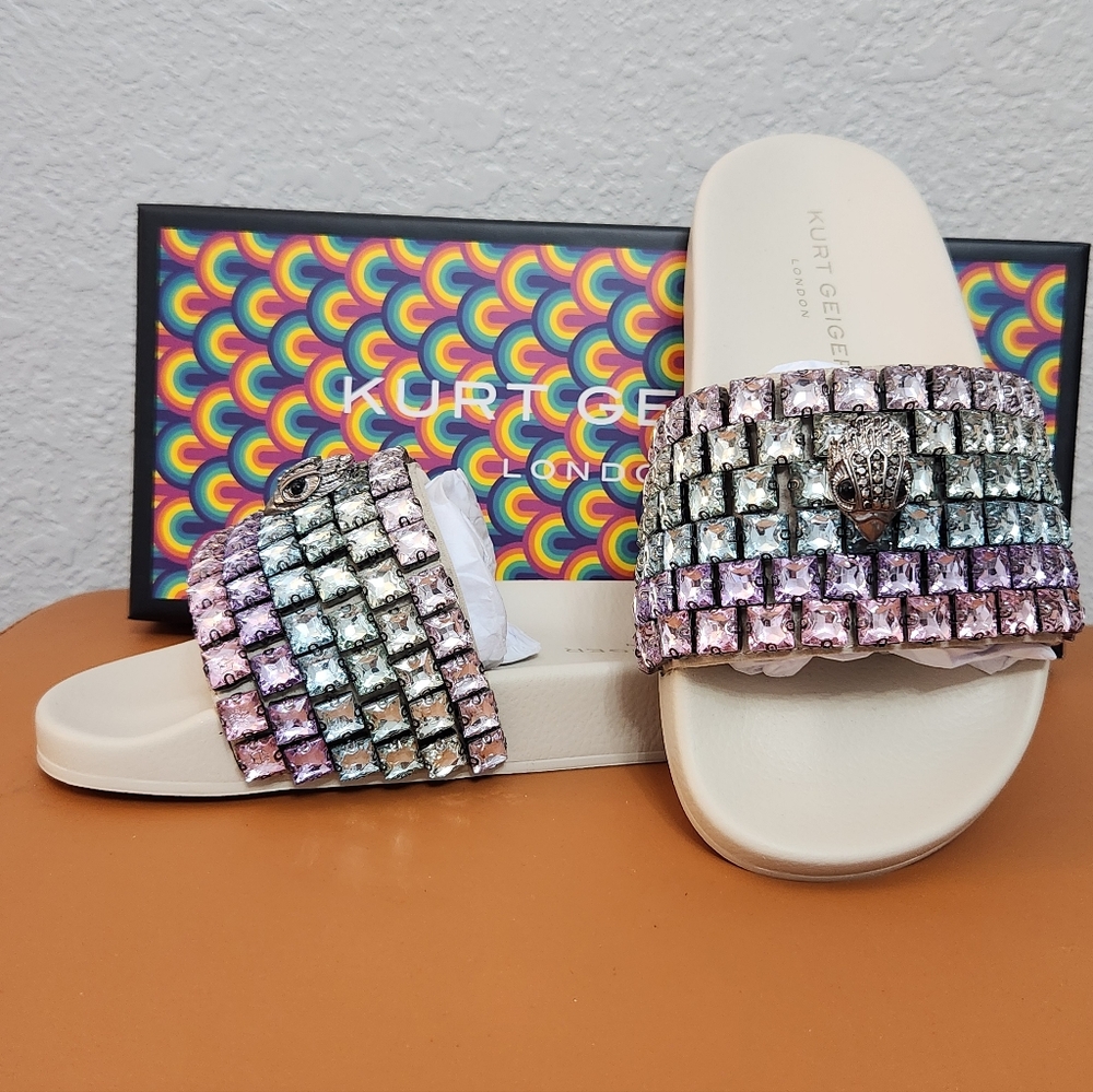 Kurt Geiger Women's Sparkling Multicolor Slide Sandals - Picture 2 of 4